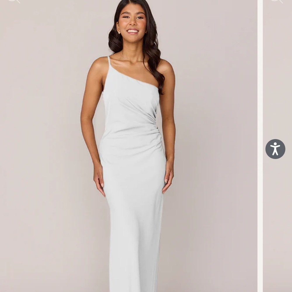 Revelry White Asymmetrical Ruched Gown- style Jade